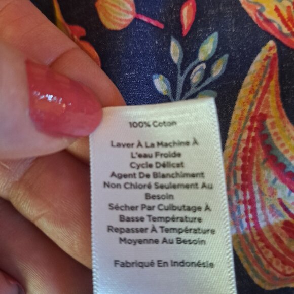 Talbots Women's Blue Pink Paisley Button Front Cotton Shirt Blouse Sz XL - Picture 10 of 10